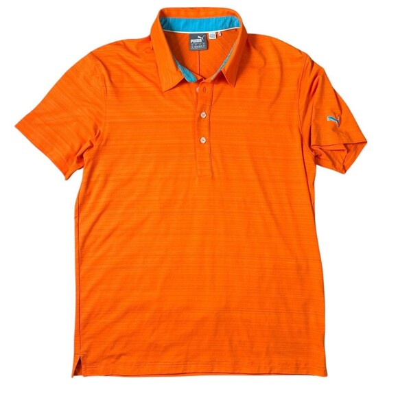 Puma Men's Dry Cell Golf Polo Shirt  Size M  Orange / Blue  Activewear Casual - Picture 1 of 11